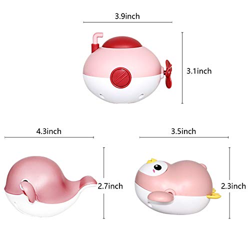 6 Pack Bath Toys, Wind Up Swimming Submarine, Whale and Penguin for Toddlers 1 2 3 Years Old Multi-Colors Floating Toy, Bathroom Pool Playsets Fun Bath Time Gift for Kids Infants Boys Girls