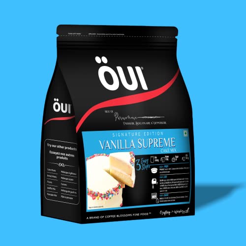 Image of OUI Signature Edition Vanilla Supreme Cake Mix I Egg-based recipe I Instant Cake Mix Powder |3 Step - Prep,Mix & Bake| Rich taste Moist Vanilla Cake |Traditional French recipe|Resealable Zip Pouch|1kg