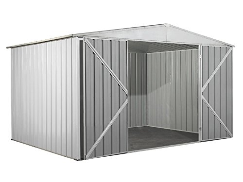 Notek Box in Acciaio Zincato Casetta da Giardino in Lamiera 3.60 x 2.60 m x h2.12 m - 130 kg – 9,1 Metri Quadri (Bianco)