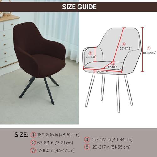 Image of HOKIPO Premium Jacquard Fully Covered Cover for Swivel Dining Chair with Arms, Pack of 2, Brown (AR-5356-BR*2)