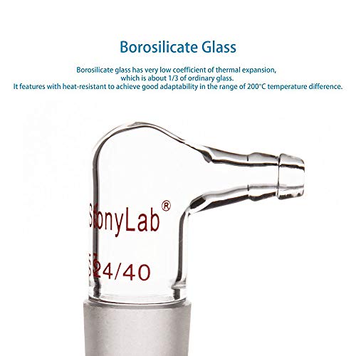 Stonylab Adattatore Vuoto/Gas in Vetro a 90 Gradi