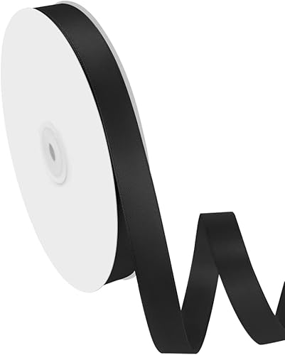 Cinta de tela satinada de 58 pulgadas de ancho x 100 yardas, cinta negra perfecta para envolver regalos, lazos de bricolaje, guirnaldas,
