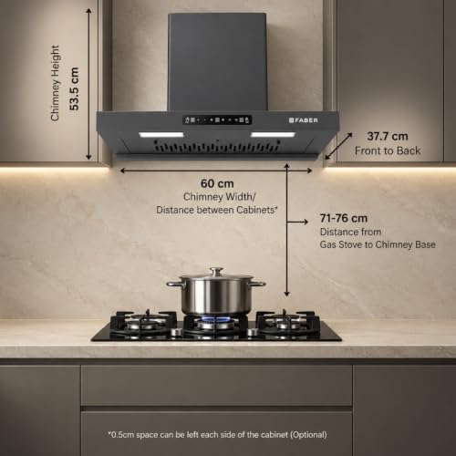 Image of Faber EON 60cm 1350m /hr BLDC Autoclean Filterless T-Shape Chimney|Built In Oil Collector|Touch & Gesture Control|5Yr Motor,2Yr Comprehensive Warranty by Faber | HOOD EON BLDC TC FL SC HC NG IN 60