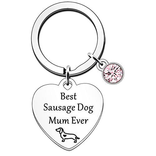 FMCC Sausage Dog Mum Gifts -Sausage Dog Gifts for Women Keyring Christmas Birthday or Mother's Day Sausage Dog Keyring