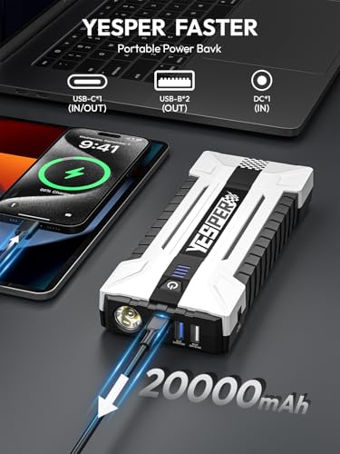 YESPER Battery Jump Starter Portable, 3000A Booster Pack Jump Box for 12V Car (Up to 10L Gas/8L Diesel Engine), Jumper Cables with DSLI Safe Tech, PD 15W Fast Charge & DC 15V Port - Image 5