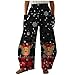 Briskorry Jogginghose Damen Weihnachten Pumphose Pluderhose Breit Bein Pants mit Taschen Elastischer Bund Lässig Sporthose Weihnachtshose