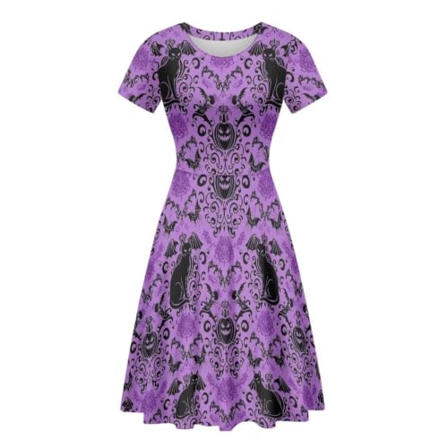 Image of POLERO Sunflower Dress for Women Floral Summer Dresses Short Sleeve Casual Sundresses Midi Dresses
