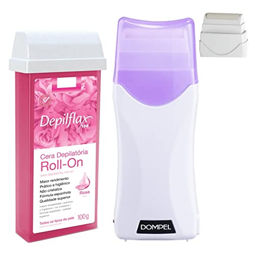 COMBO CERA REFIL 100G DEPILFLAX + AQUECEDOR ROLL ON DOMPEL (NATURAL)