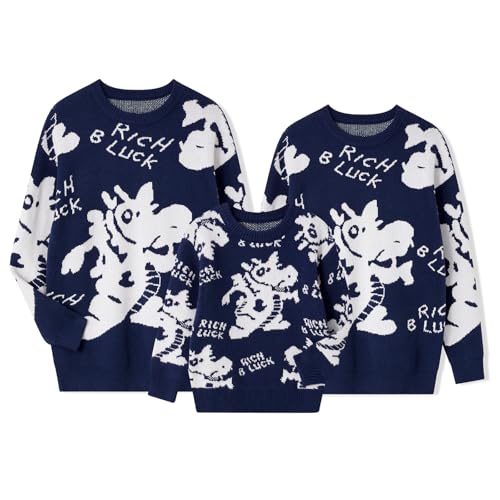 Family Christmas Sweaters Matching Sets Reindeer Long Sleeve Holiday Ugly Xmas Knitted Sweater Pullover Tops
