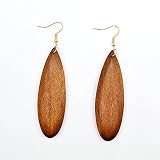 Atmneris Retro Wooden Drop Dangle Earrings Wood Teardrop Lightweight Unique Earrings for Women Geome