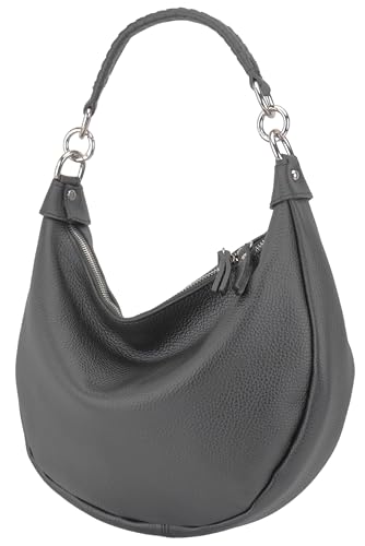 Sac en cuir véritable de style demi-lune SH Leder pour femme
