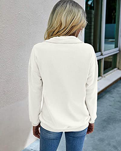 Image of PRETTYGARDEN Women's Casual Long Sleeve Zipper Sweatshirt Drawstring Loose Quarter Zip Pullover Tops with Pockets