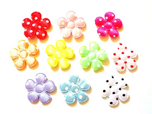 100 Pcs Satin dot Flower Padded Appliques Mix Colors Size 20 Mm