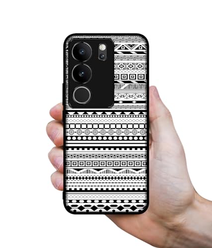 Image of Black & White Patterns Design Premium 2D Printed Metal Back Case Cover for Vivo V29 5G / V29 Pro 5G