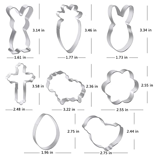 Easter Cookie Cutter Set, 8 Pcs Easter Cookie Cutters Egg, Bunny, Rabbit, Carrot, Flower, Cross, Sheep, Chick Stainless Steel Biscuit Cutters For Easter Biscuits #TOP4