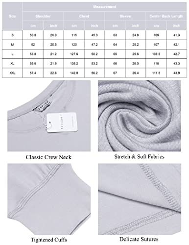 Ekouaer Sleepwear Men's Long Sleeve Nightshirt Long Nightgown Soft Pajamas Sleep Shirt, Grey, Small #TOP4