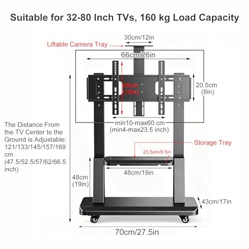 Soporte móvil para TV y monitor ajustable 32-120 pulg miniatura 2