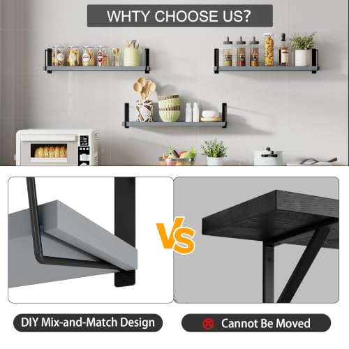 Image of Floating Shelves, 17 In Bookshelves for Room Wall, Shelves on Wall (Grey)