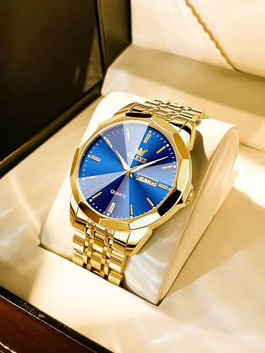 Image of OLEVS Watches for Men Luxury Dress Wirst Watch 42MM Large Dial Stainless Steel Waterproof Luminous Watch Gift