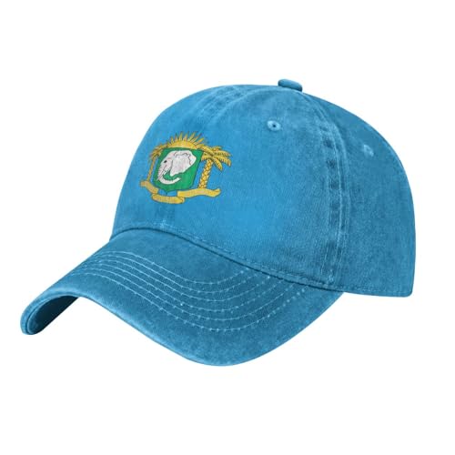 Casquette de Baseball pour Homme - Armoiries de Côte D'Ivoire, Casquette Trucker Classique, Style Vintage, en Coton lavé, idéale pour Le Golf et la Salle de Sport.
