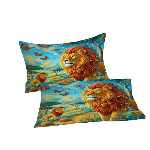 Housse de couette lion 3 pièces avec couvre-lit imprimé animal