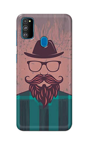 Image of PRINTFIDAA Man Icon with Beard Shirt Hipster Printed Designer Hard Case for Samsung Galaxy M30s / Samsung M21, SM-M307FN / DS, SM-M307F / DS Back Cover -(e) RPM1001