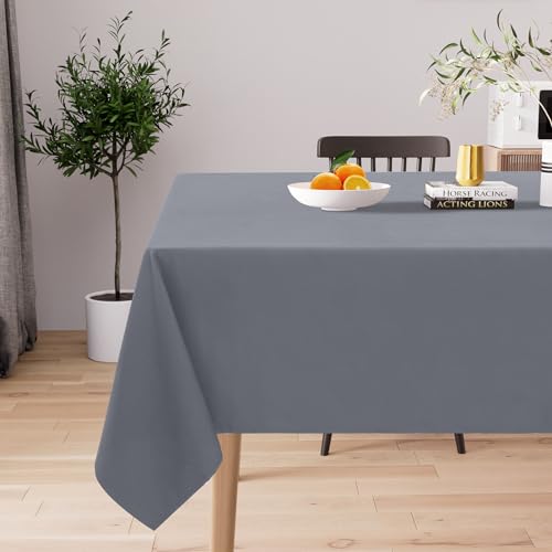 Homaxy Nappe Rectangulaire Imperméable 140 x 100 cm Nappe de Table en Polyester Anti-Taches Lavable Nappe Exterieur pour Manger, Jardin, Mariage - Gris
