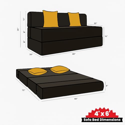 Image of CELLBELL Comfy Sofa Cum Bed 4x6 Feet | Foldable Dual Use Couch Bed with Soft Cushions, Washable Fabric Cover & Sturdy Frame | Space Saving Modern Design for Living Room, Bedroom & Guest Use (Grey)