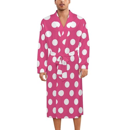 Robe de nuit en soie premium kimono élégant rose vif à pois