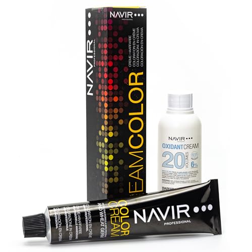 NAVIR Profesional | Tinte de pelo mujer en crema con germen de trigo y aceite de argán - 7.0 Rubio medio - 60ml + Oxidante 75ml 20 vol