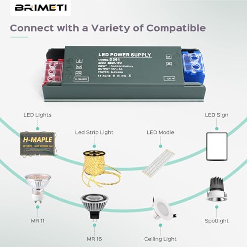 BRIMETI 24V LED Driver 24W LED Transformer AC 240V to DC 24 Volt 1A Ultra Slim Power Supply Constant Low Voltage Switching, Adapter for Strip Light Cabinet Lights - Image 4