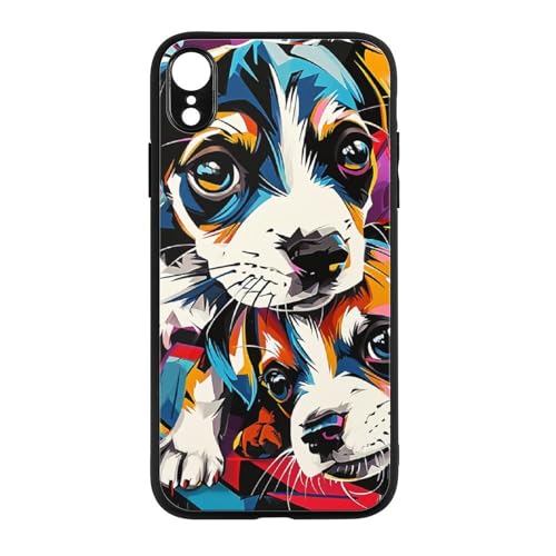 CRIVOTA for IPhoneXR Case - All-New Graffiti Dog Design, Glass Back + TPU Inner Shell, Extreme Slimness, Military-Grade Protection, Precise Cutouts, Cell Phone Cases for Boys Girls