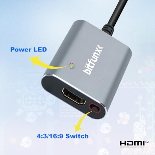 Image of BITFUNX N64 /NGC /SFC /SNES HDMI Adapter - Supports Auto SV & AV and 16:9 /4:3 Switch, Plug & Play Video Game Adapter with No Lag, HD Converter for N64 /NGC /SFC /SNES Console