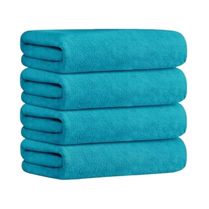 JML Badetuch, Mikrofaser-Badetücher-Set, 4er-Pack (76,2 x 152,4 cm), groß, extra saugfähig, schnell trocknend, vielseitig einsetzbar als Badetuch, Fitness-Handtuch, Sporthandtuch, Yoga-Handtuch – Bild 3