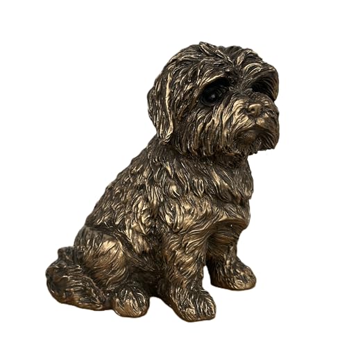 Lesser & Pavey Shih Tzu Reflections Sitting Dog Figure, Resin, Bronze, 10 x 13 x 13 cm