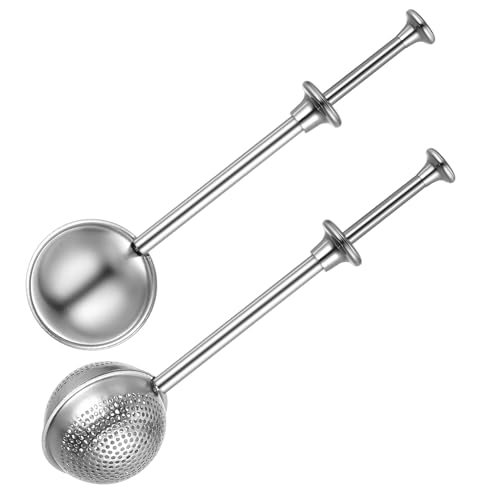 2 Pcs bola infusionadora de té, coladores te de bola con mango telescópico, pinzas filtro infusiones acero inoxidable, colador infusiones para tés sueltos, infusor de té, especias, azúcar
