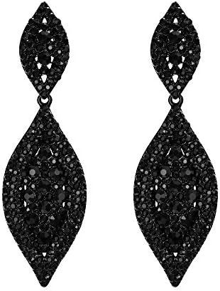 Flyonce Women's Rhinestone Crystal Wedding Bridal 2 Leaf Drop Dangle Chandelier Earrings, Medium, Crystal