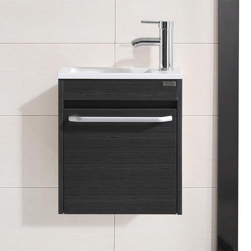 walnest 16 Inch Floating Vanity Bathroom Wall Mounted Black