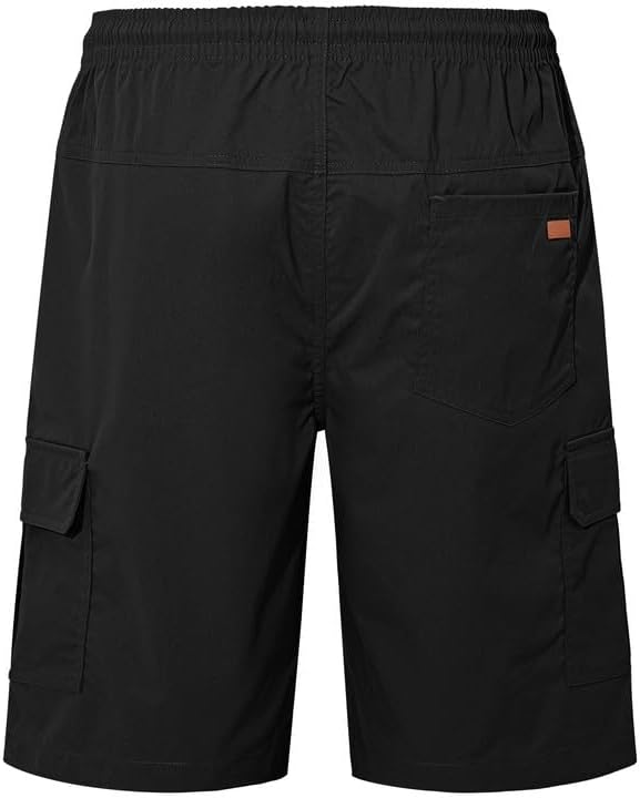 Cargo Shorts for Men Drawstring 9 inch Elastic Waist with 5 Pockets - Image 4