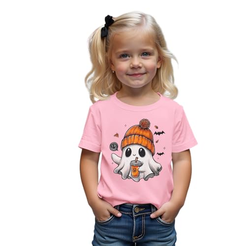 IZYJOY Halloween Shirts for Toddler Baby Girl Boy Cute Ghost Graphic T-Shirts Short Sleeve Spooky Season Tee Tops Fall Outfit