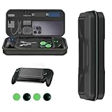 For ASUS ROG Xbox Ally X 用 ケース【3in1】PhyiFlbey 収納ポーチ 軽量 全面保護 防塵 防汚 擦れ防止 防水 ゲームハンドヘルド ハードシェルカバー 対応 や充電器などのアクセサリーを収納可能 持ち運び便利 EVA収納ケース+親指キャップ+ROG Xbox Ally X 用強化ガラスフィルム image