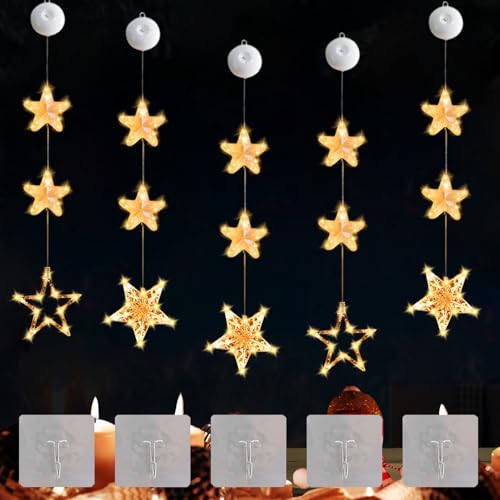 5 Stück LED Sterne Weihnachtsbeleuchtung,Weihnachten Lichterkette...
