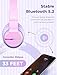 iClever BTH12 Kids Bluetooth Headphones,Colorful LED Lights,74/85dBA Safe Volume,85H Playtime,Bluetooth 5.2,Over Ear Headphones Built-in Mic for iPad/Tablet/Airplane,Blossom Pink