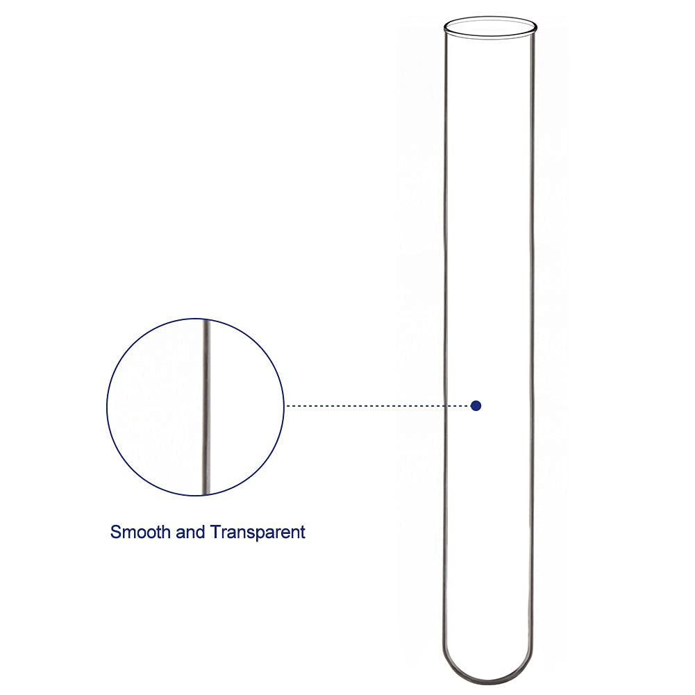 Labasics 20 Pack Borosilicate Glass Round Bottom Test Tubes, 20 mm OD X 150 mm length (Pack of 20)