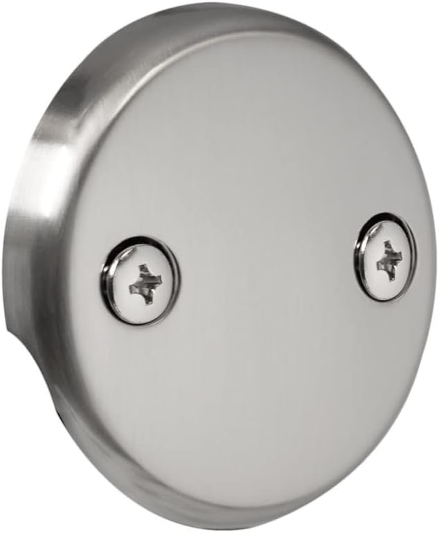Westbrass Universal Fine or Coarse Thread Replacement Tip-Toe Strainer Drain with 2-Hole Faceplate, Satin Nickel, D93K-07