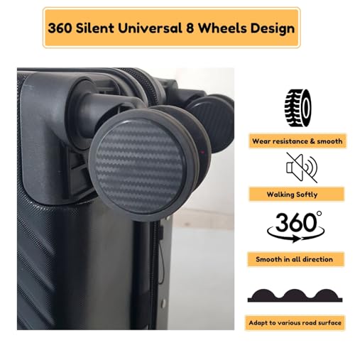 Image of 24 Inch Multifunctional Front Opening Trolley Case, Carry-On with 360 Rotation Double Spinner Casters, Polycarbonate Trolley Bag Suitcase for Travel, Work Or School Trips (Black)