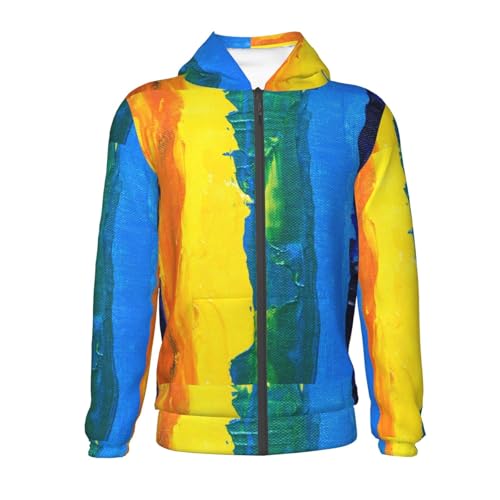 Rainbow Colored Kids Pullover Hoodies Boys Zip Up Sweatshirts Girls Athletic Clothes with Pocket2