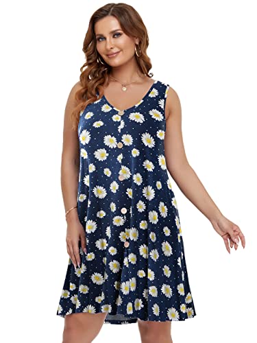 Image of BELAROI Summer Dresses for Women Beach Tshirt Sundress V Neck Casual Swing Tank Dress Swimsuit Cover Ups Pockets
