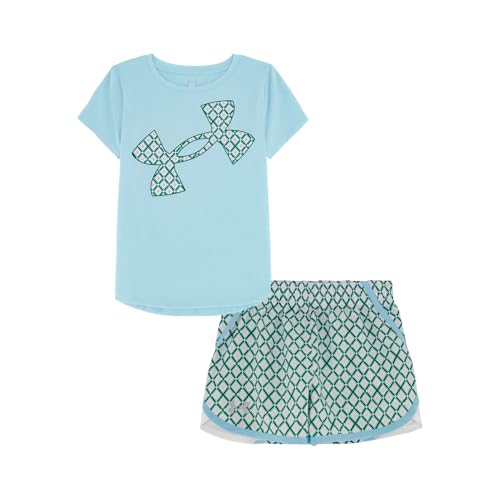 Image of Under Armour Girl's 2-piece Short Sleeve Tee and Shorts Set, Lightweight and Comfortable