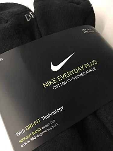 Nike Everyday Plus Ankle Socks (6 Pack), Large (8-12) - Black/White - Image 3
